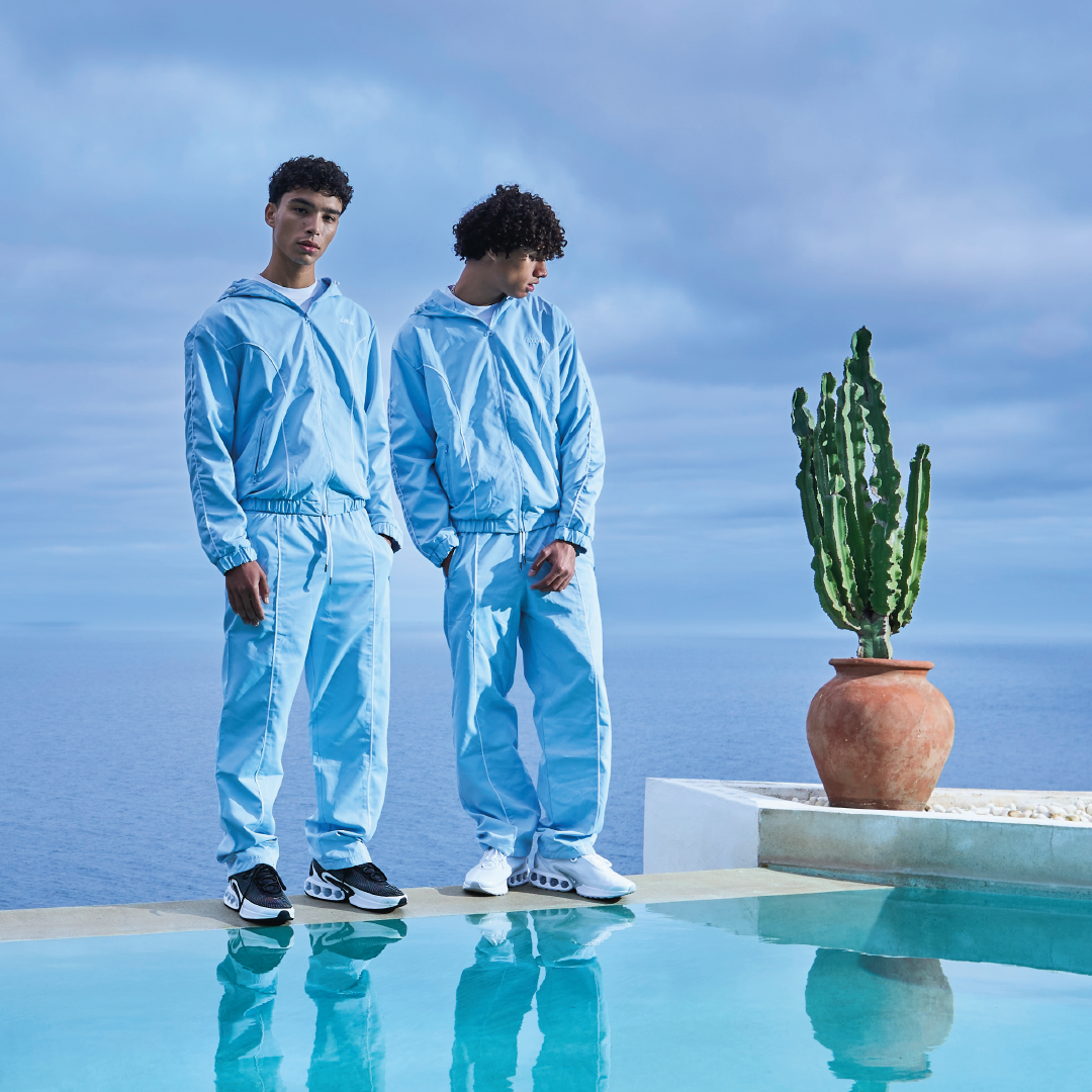 NYLON PIPING TRACKPANTS BABYBLUE