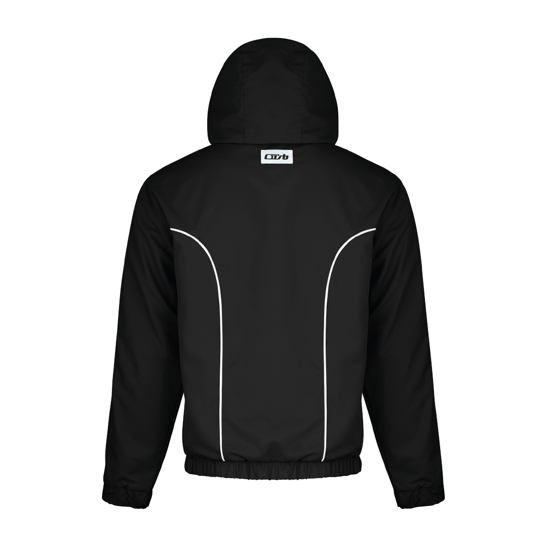 NYLON PIPING ZIP-UP BLACK