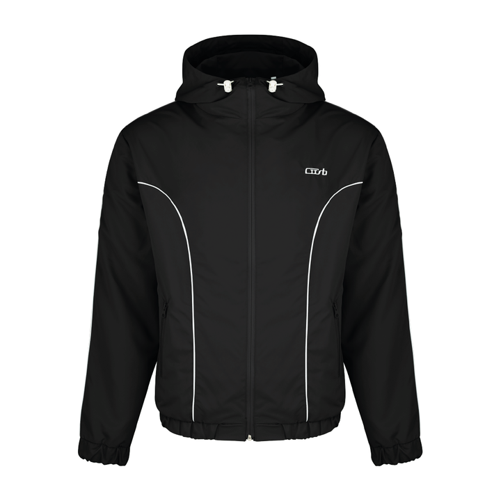 NYLON PIPING ZIP-UP BLACK